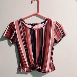 Rue 21 pink and purple striped crop top.